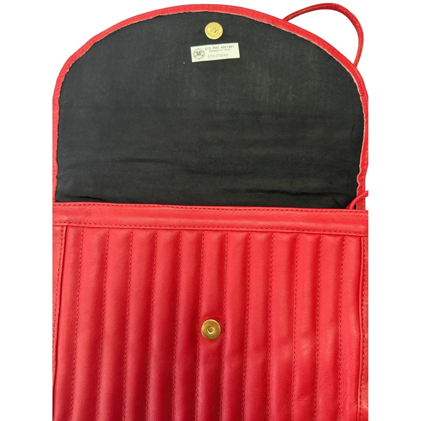 Latico Red Leather Shoulder Bag Vintage Pleated Front Flap Purse