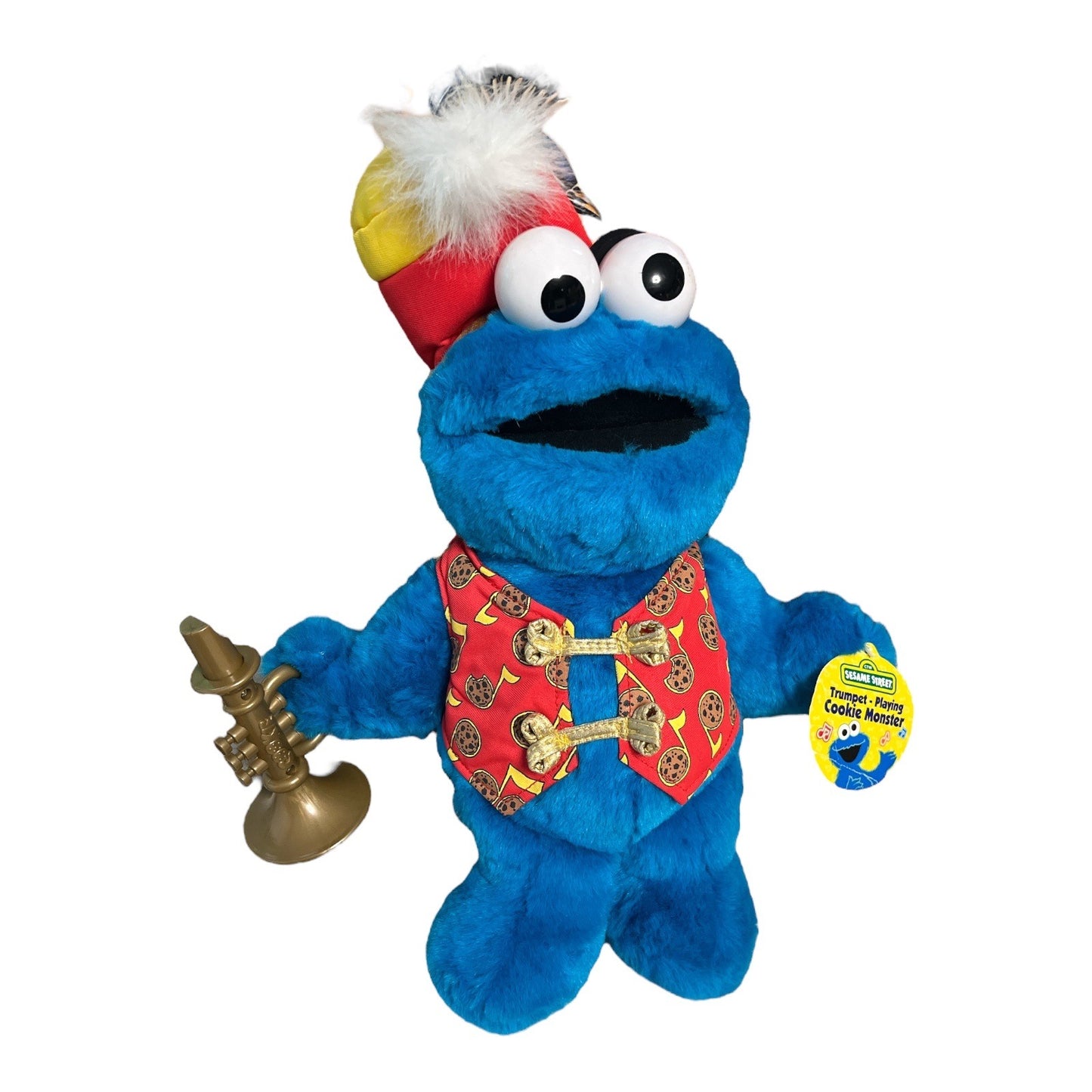 Sesame Street Trumpet-Playing Cookie Monster Plush – Sings “When the Saints Go Marching In” – 2004 – Works – With Tag
