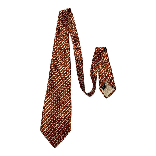 Vintage Arrow Mid-Century Mod Necktie – Brown & Red Geometric Print – Made in USA – 50”