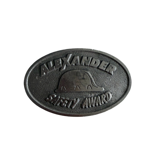 Vintage Alexander Safety Award Belt Buckle Hard Hat Construction Clip Back