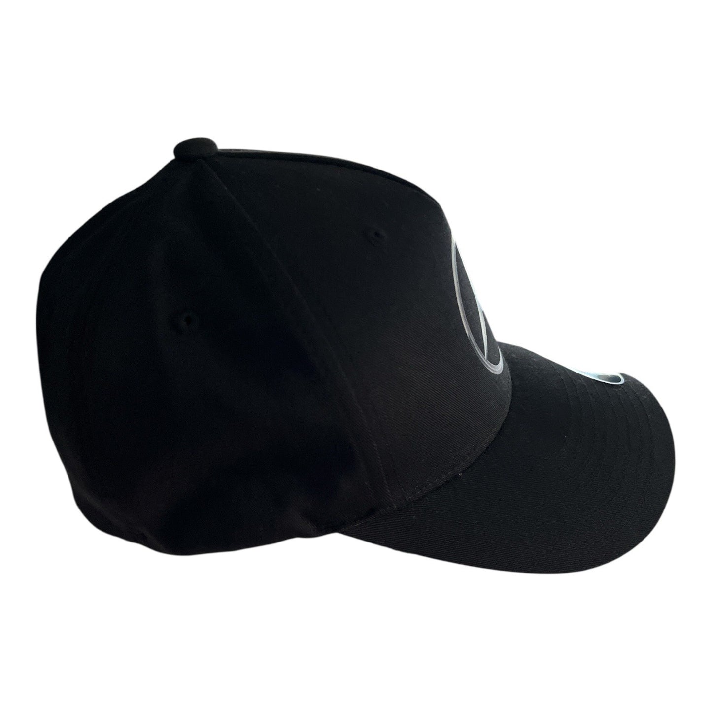 Mercedes-Benz Flexfit Black Baseball Cap Silver Logo Fitted Hat S/M