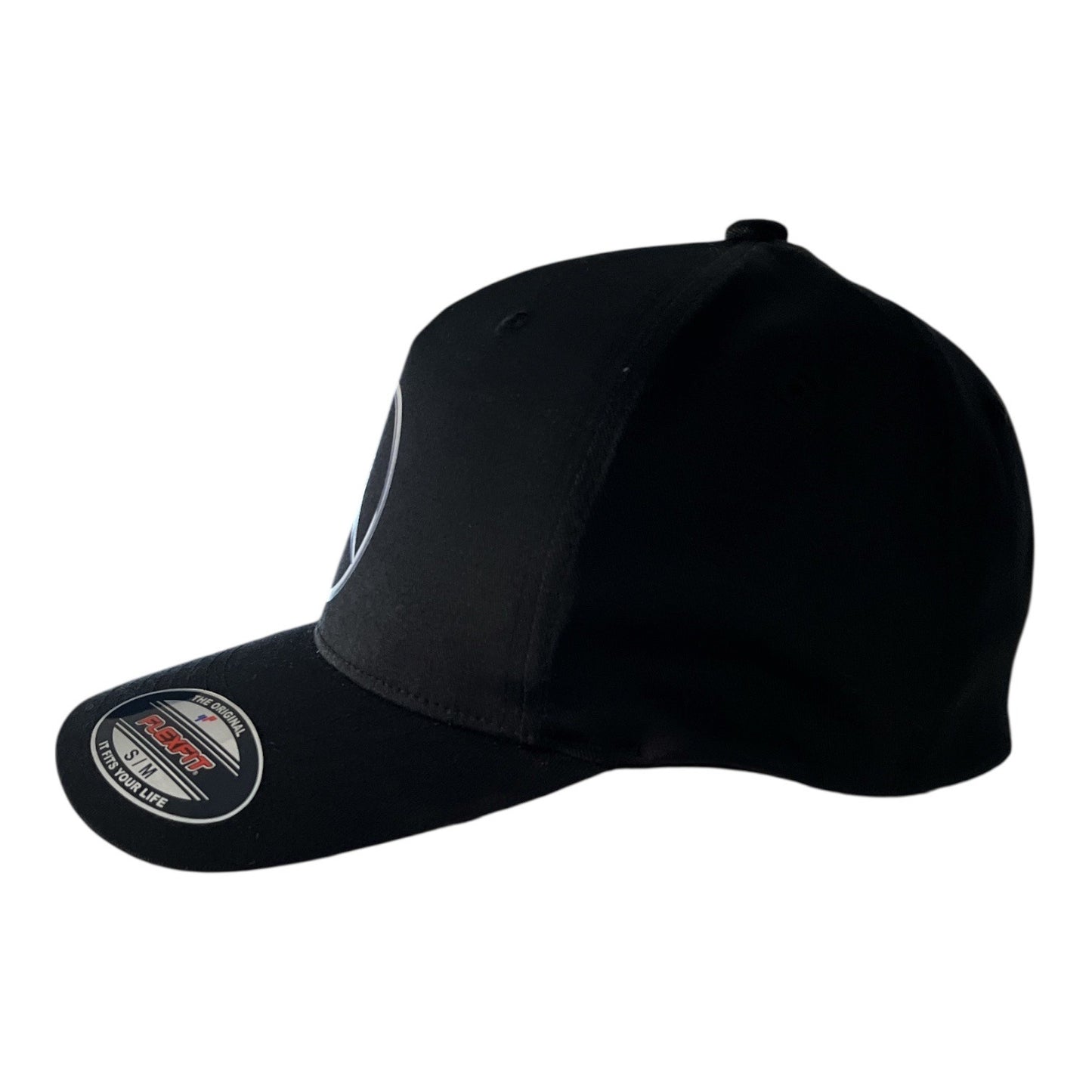 Mercedes-Benz Flexfit Black Baseball Cap Silver Logo Fitted Hat S/M