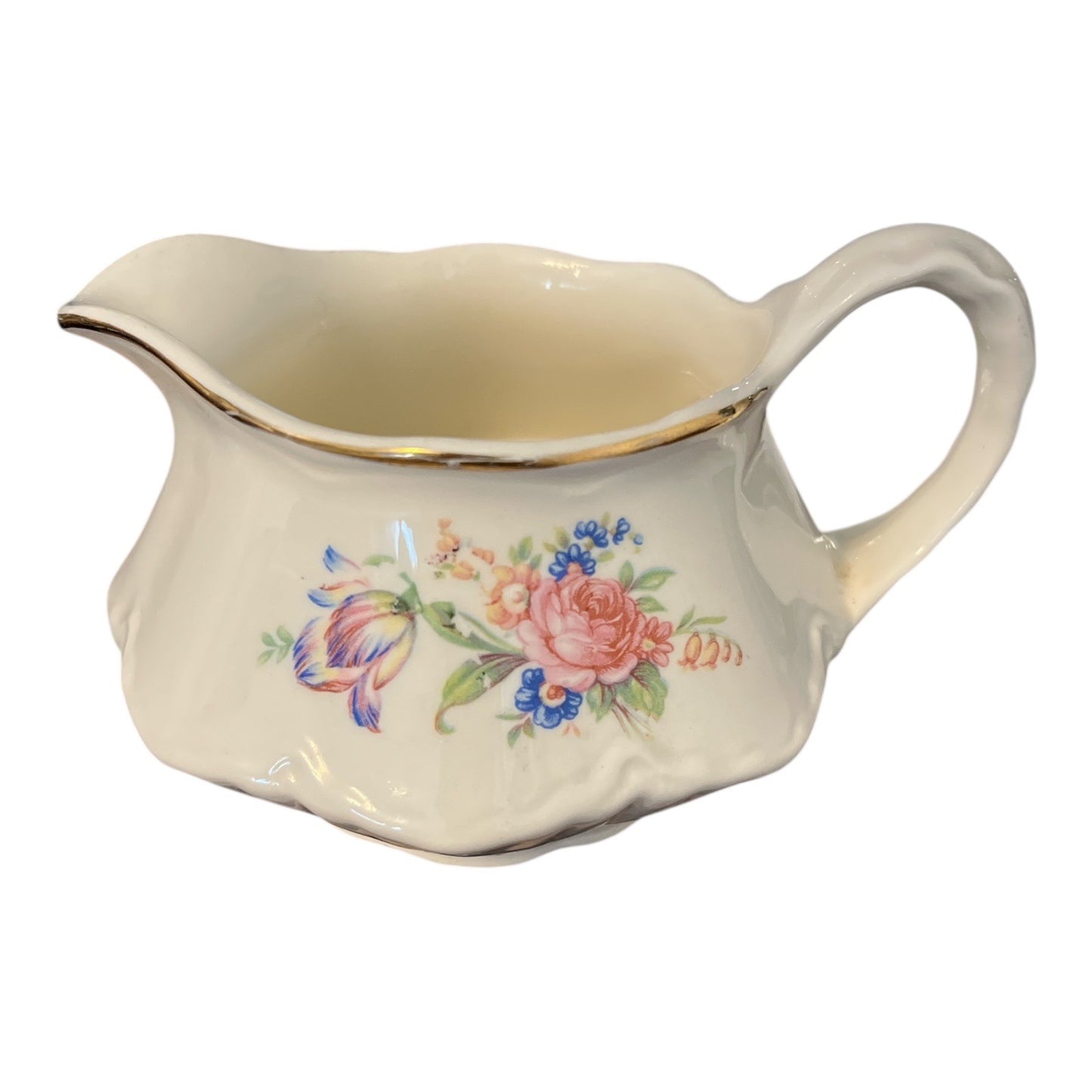 Vintage Cunningham & Pickett Floral Creamer Pitcher 22KT Gold Trim Made In Japan