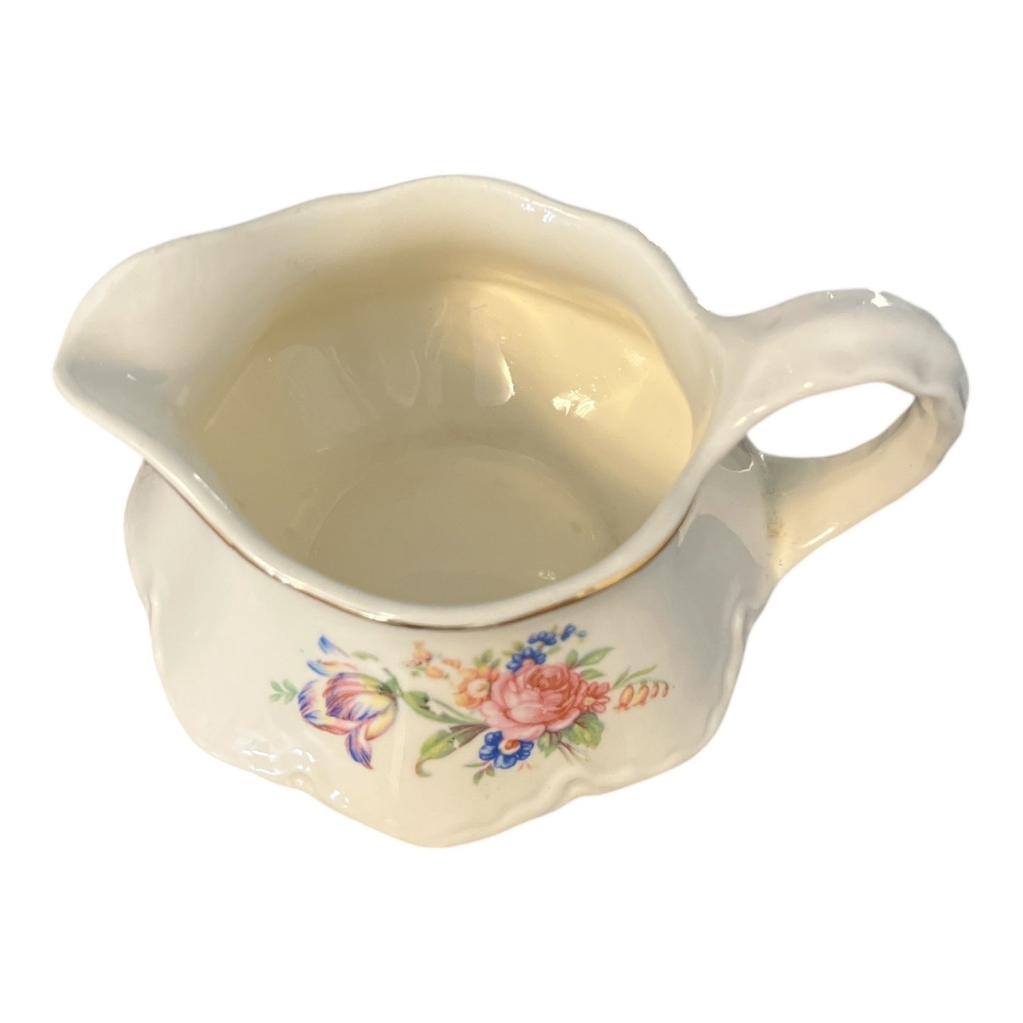 Vintage Cunningham & Pickett Floral Creamer Pitcher 22KT Gold Trim Made In Japan