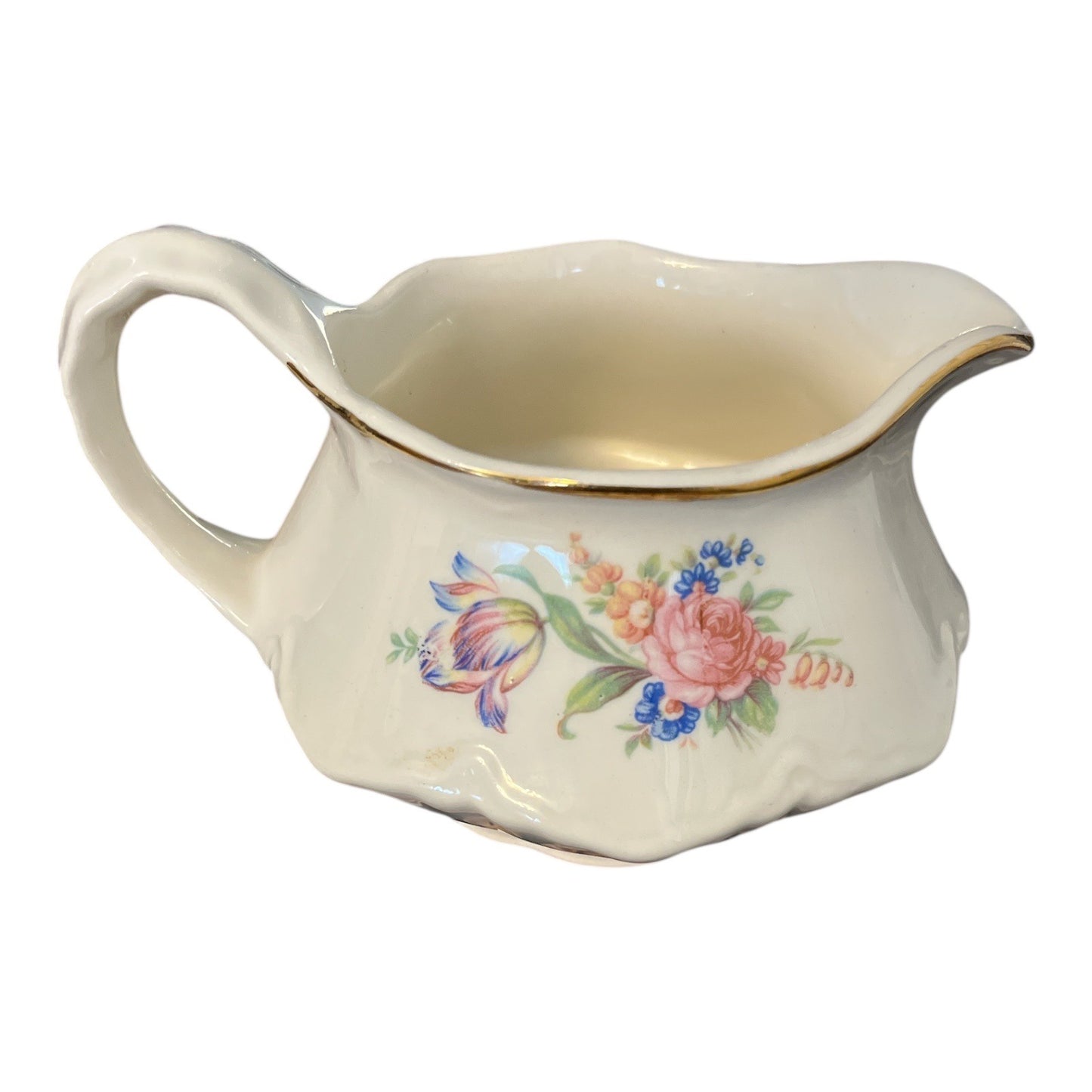 Vintage Cunningham & Pickett Floral Creamer Pitcher 22KT Gold Trim Made In Japan