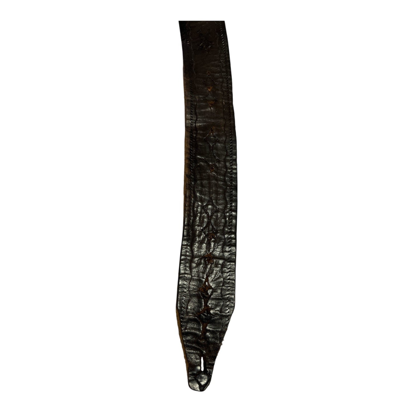 Vintage Brown Embossed Leather Belt 34” Brass Buckle Western Style