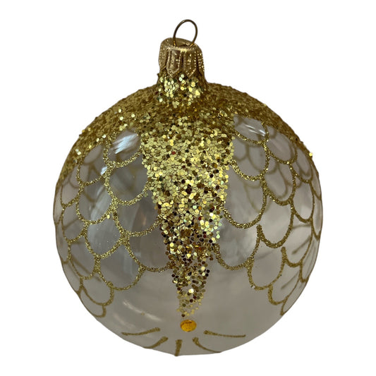 Italian Hand-Painted Glass Ornament Gilardoni Fausto | Mouth Blown Bellagio Italy | Gold Glitter