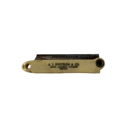 Vintage Miniature A.J. Nystrom & Co Chicago Advertising Straight Razor Letter Opener 2.25"