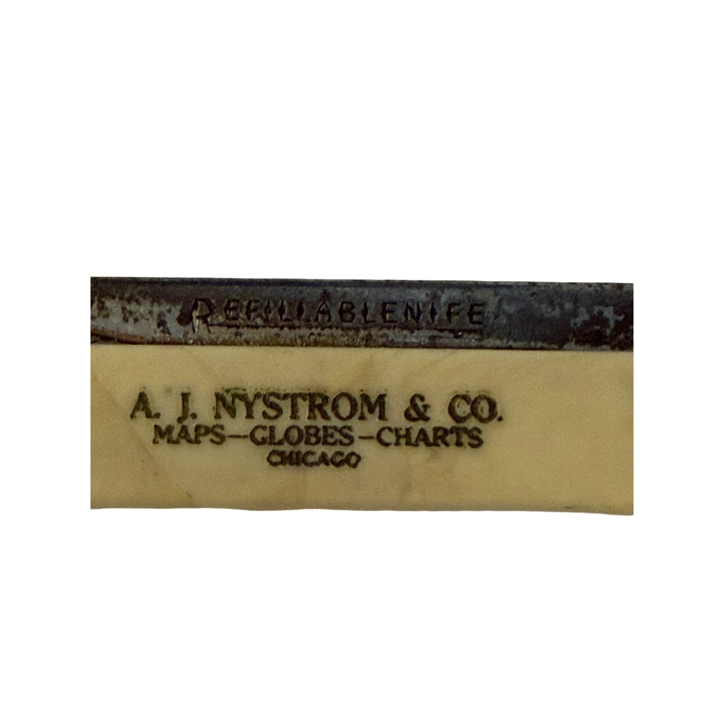 Vintage Miniature A.J. Nystrom & Co Chicago Advertising Straight Razor Letter Opener 2.25"