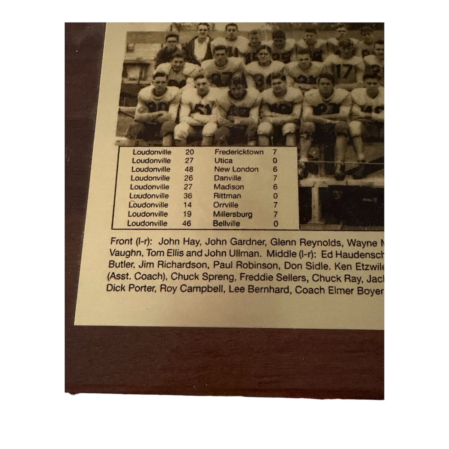 1949 Loudonville High School Undefeated Football Team Wood Plaque Ohio 13x10