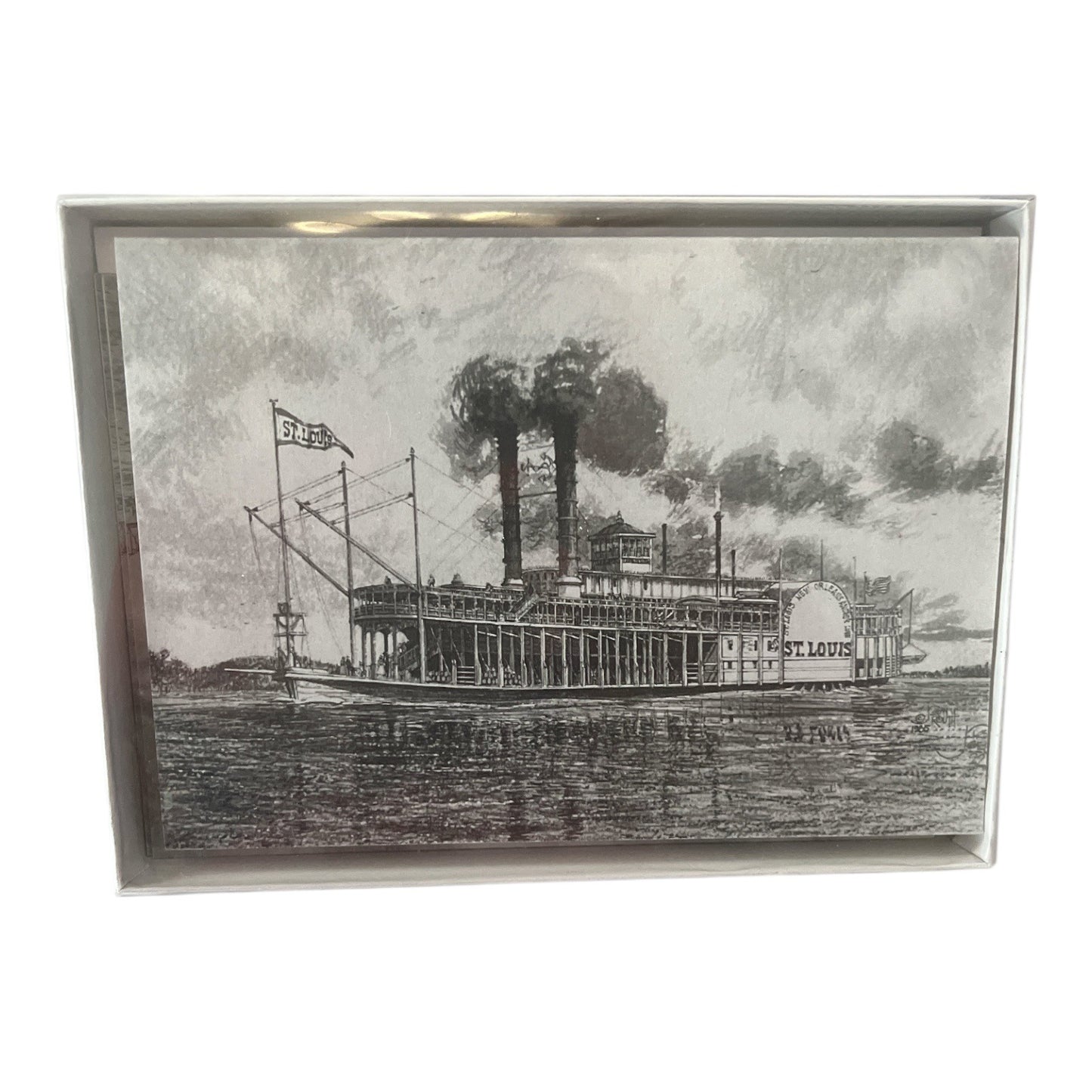 Vintage 1990s Steamboat-Themed Blank Bifold Cards – Set of 11 w/ Envelopes – 5x7 Riverboat Art