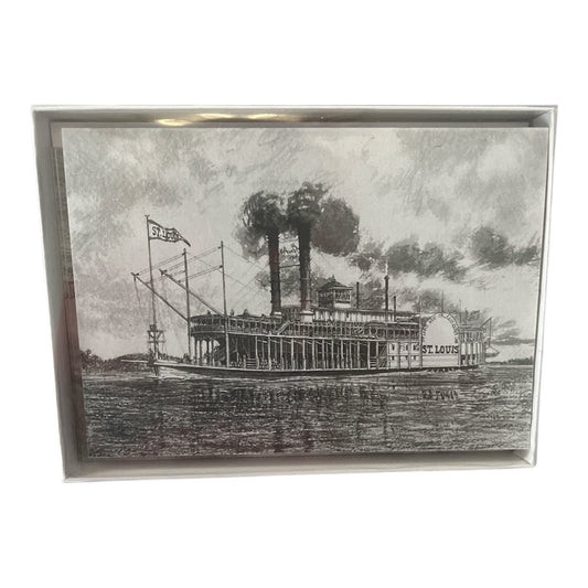 Vintage 1990s Steamboat-Themed Blank Bifold Cards – Set of 11 w/ Envelopes – 5x7 Riverboat Art