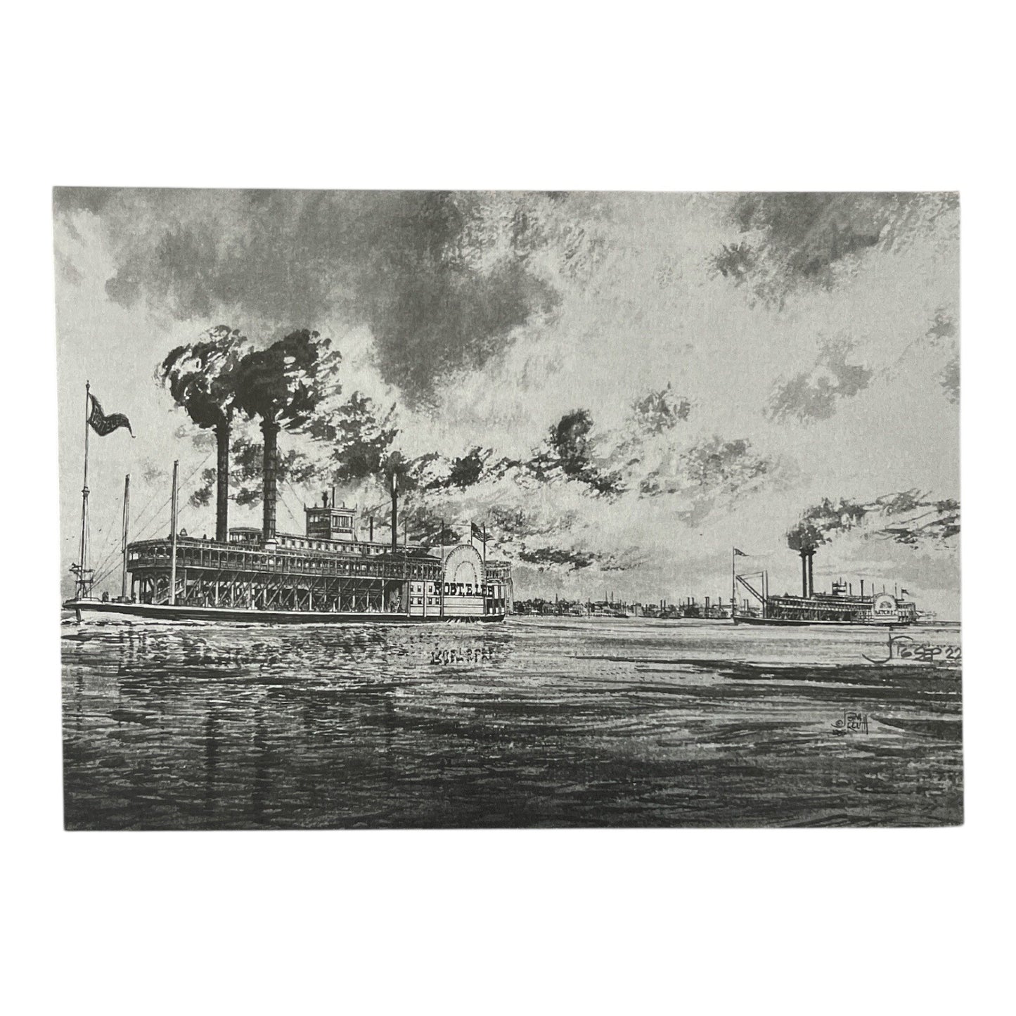 Vintage 1990s Steamboat-Themed Blank Bifold Cards – Set of 11 w/ Envelopes – 5x7 Riverboat Art