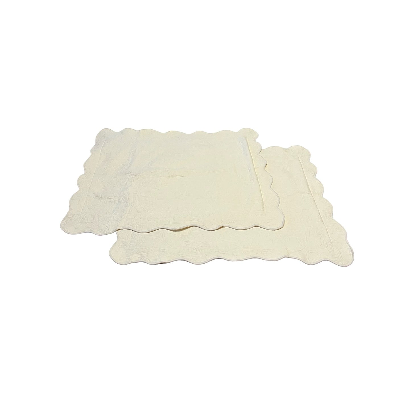 M&L Portugal Ivory Damask Pillowcases Standard Size Scalloped Edge Cotton 30x24
