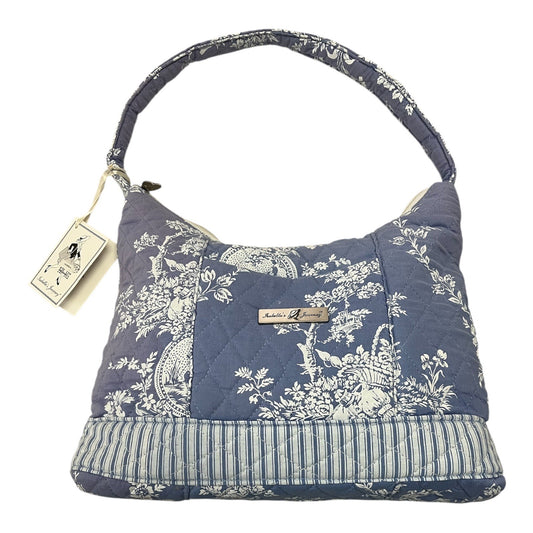 Vtg NWT Isabella’s Journey Quilted Shoulder Bag – Blue Toile Floral Print, 8x12x4, 9” Drop