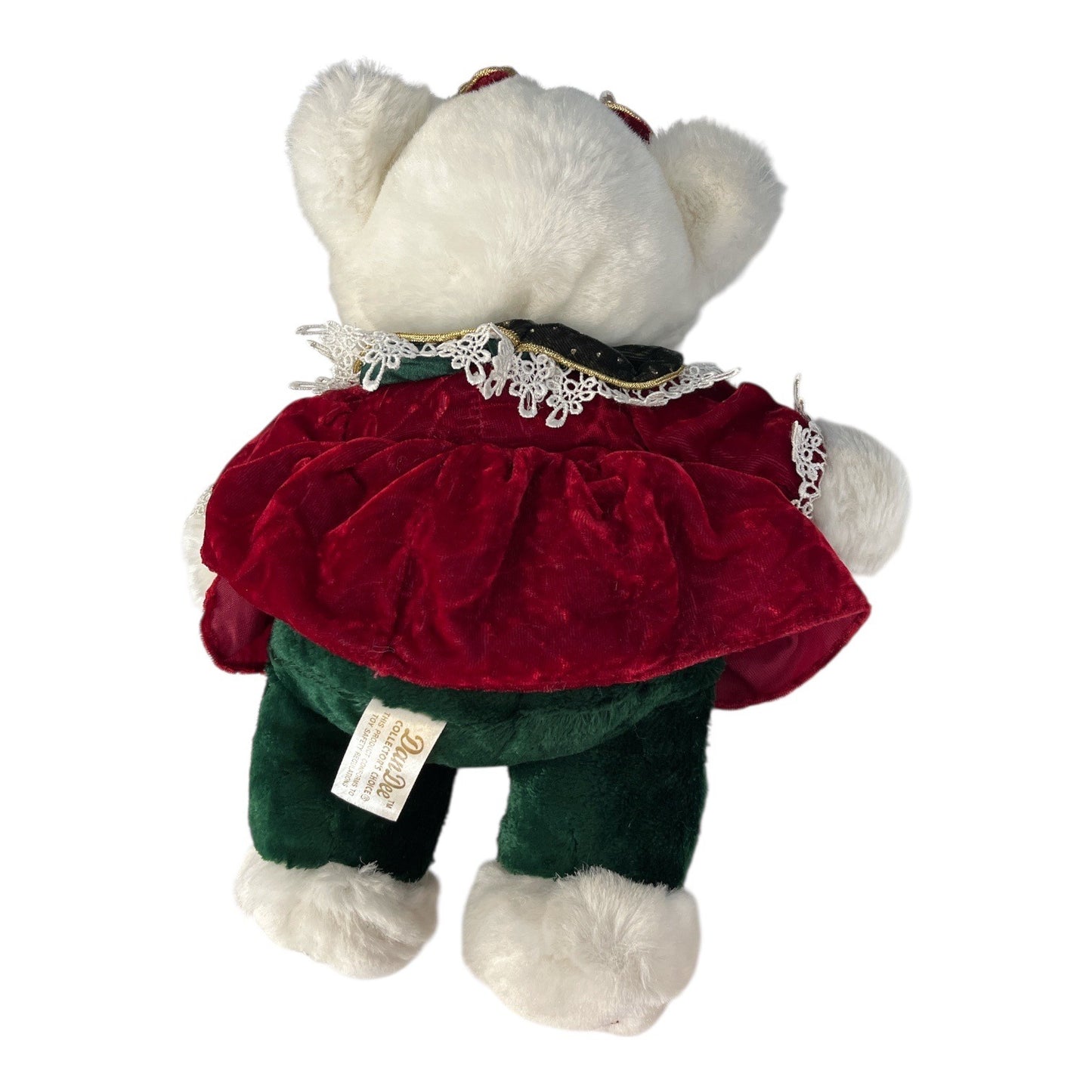 Dan Dee 2002 Christmas Teddy Bear Red Velvet Dress Holiday Plush 13 Inch