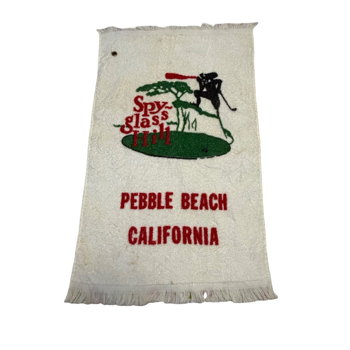 Vintage Spyglass Hill Pebble Beach California Golf Towel Cannon Fringe 24x15