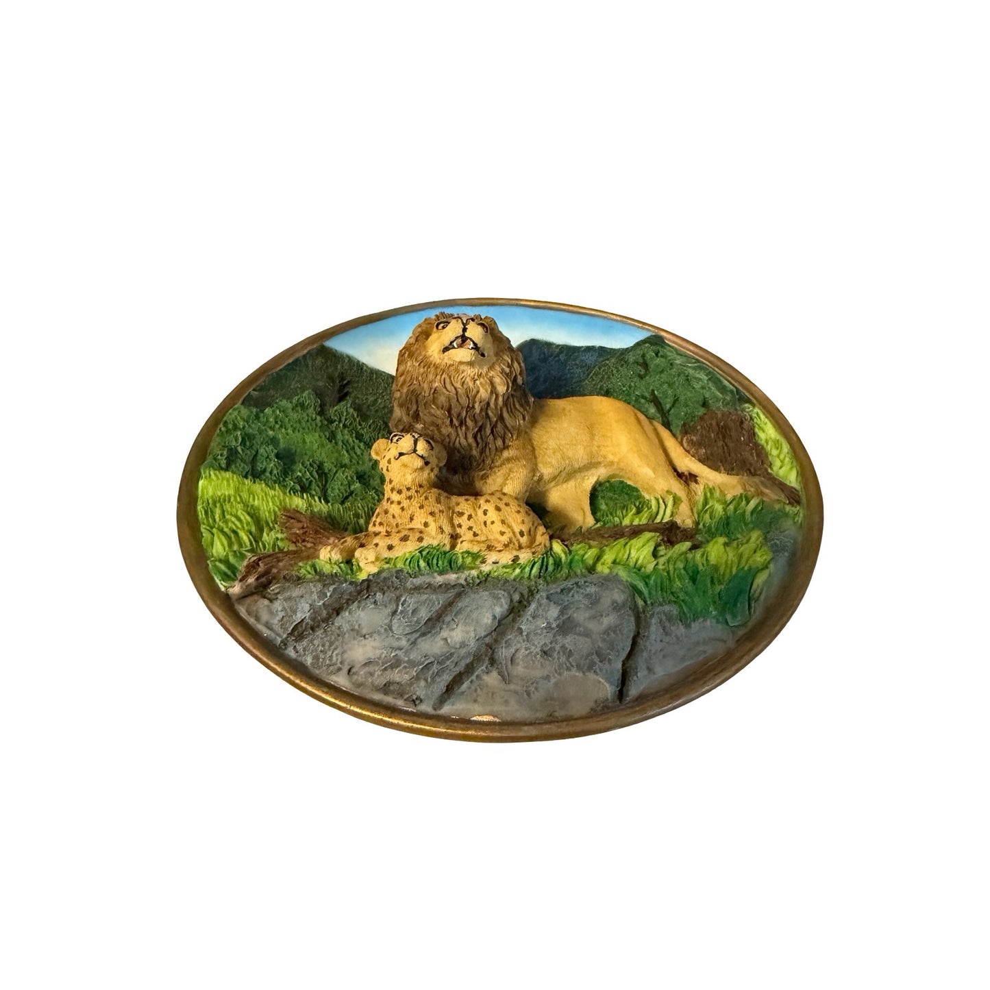 Vintage 1999 Cadona The Lion Pride 3D Endangered Species Collector Plate