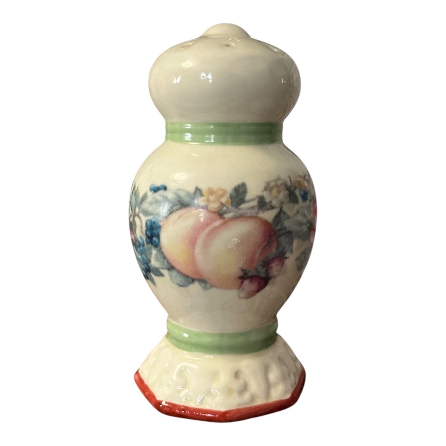 Avon Sweet Country Harvest Salt or Pepper Shaker – 1990s Vintage Ceramic – Fruit Motif – 4.75”