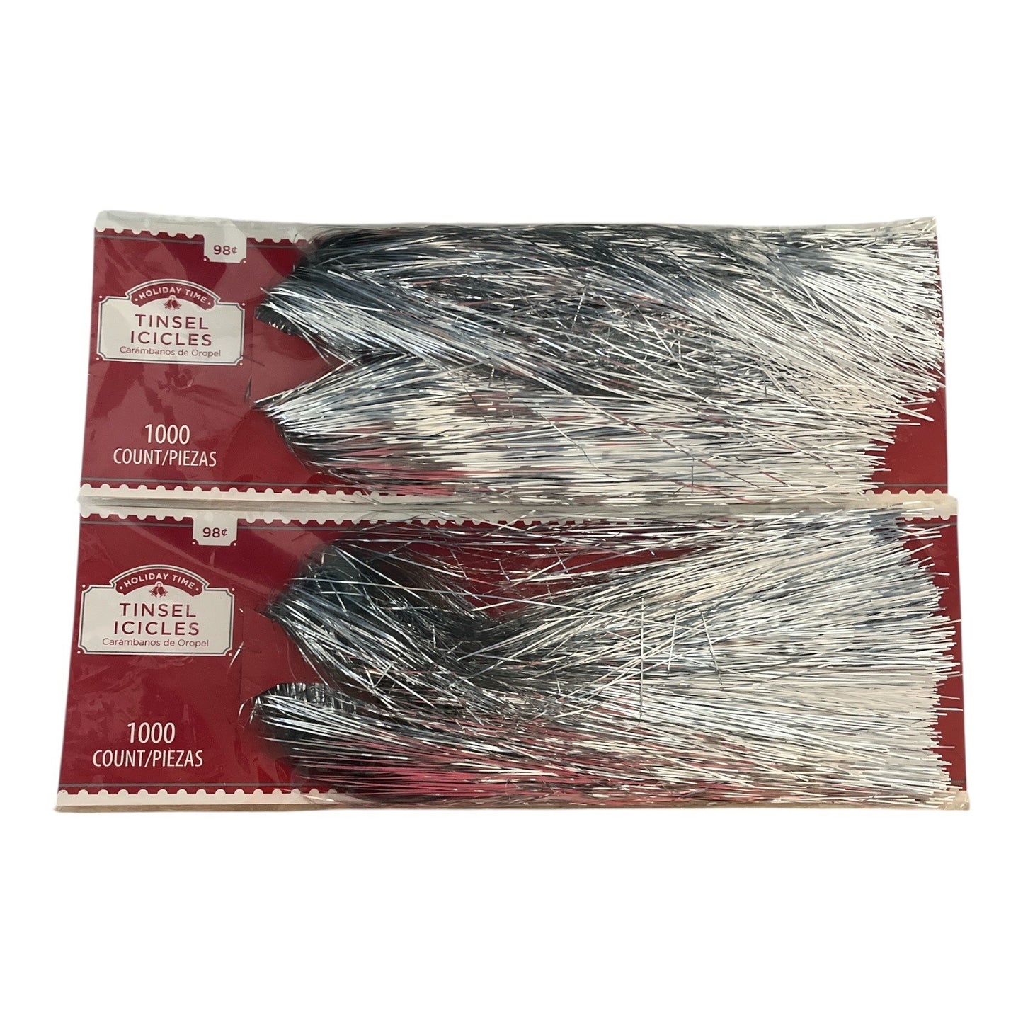 Holiday Time & Holiday Style Tinsel Icicles – 5 Packs of 1000 Strands Each Silver Christmas Tree Decoration