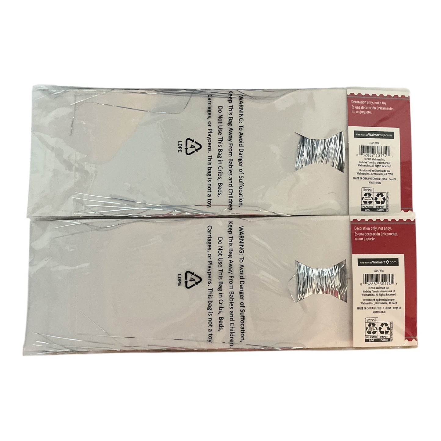 Holiday Time & Holiday Style Tinsel Icicles – 5 Packs of 1000 Strands Each Silver Christmas Tree Decoration