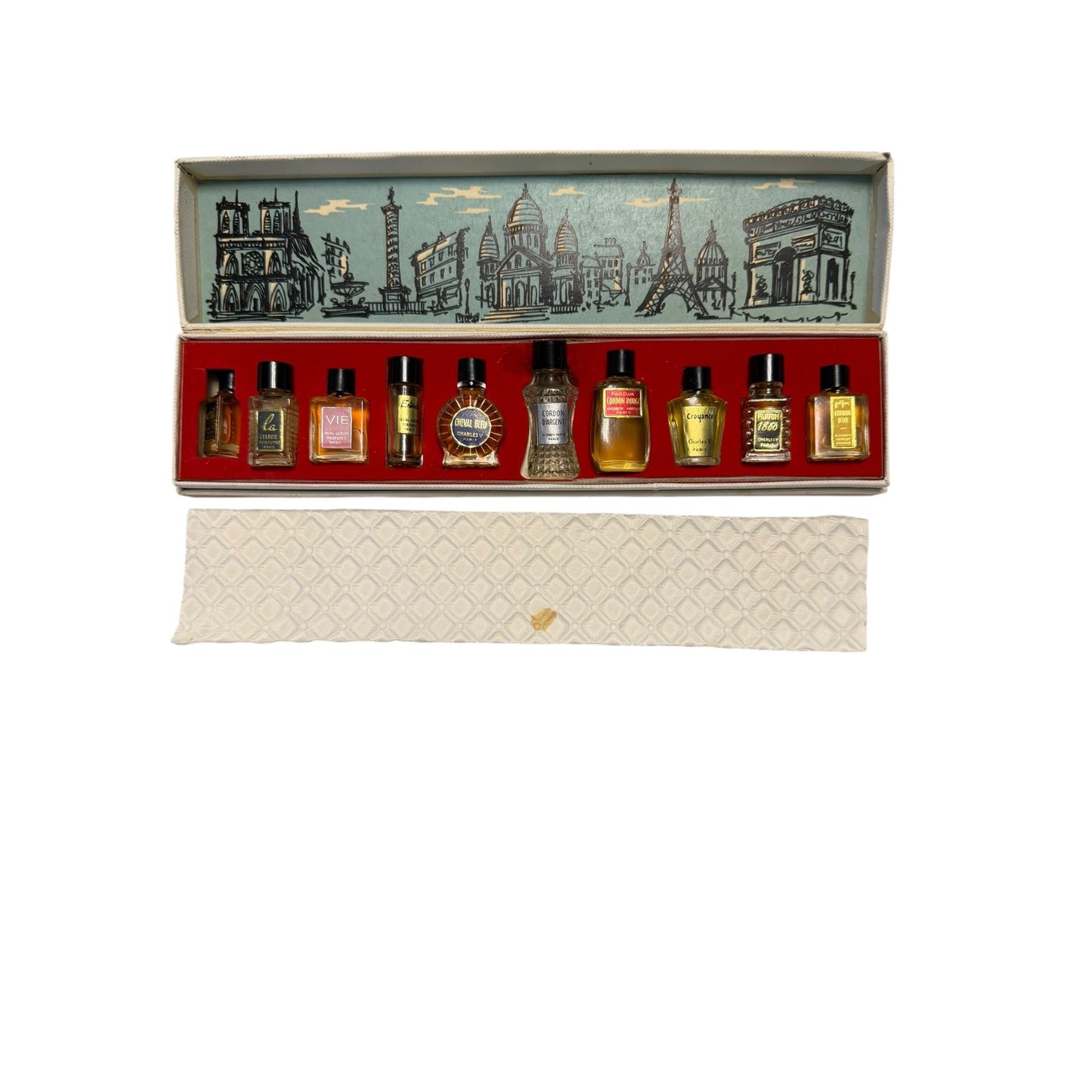Vintage Les Grands Parfums De France Miniature Perfume Set 10 Bottles Paris Gift Box