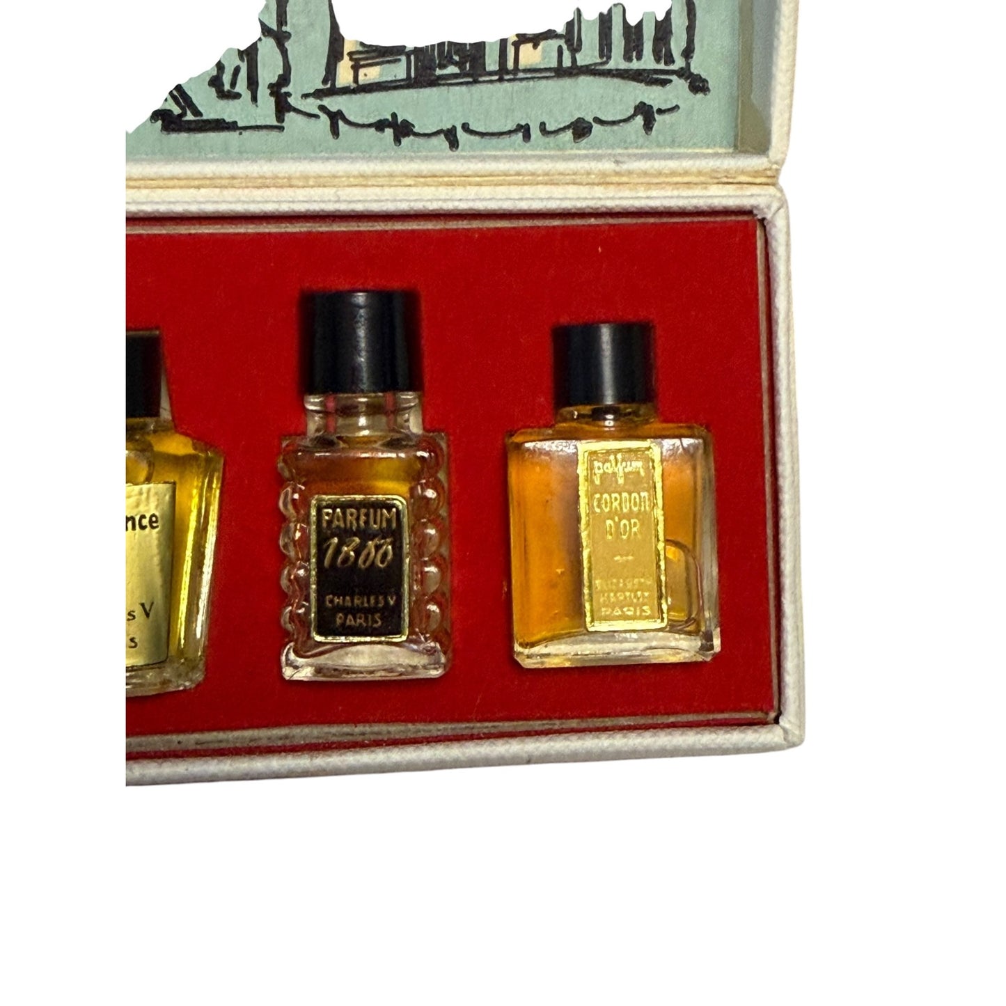 Vintage Les Grands Parfums De France Miniature Perfume Set 10 Bottles Paris Gift Box