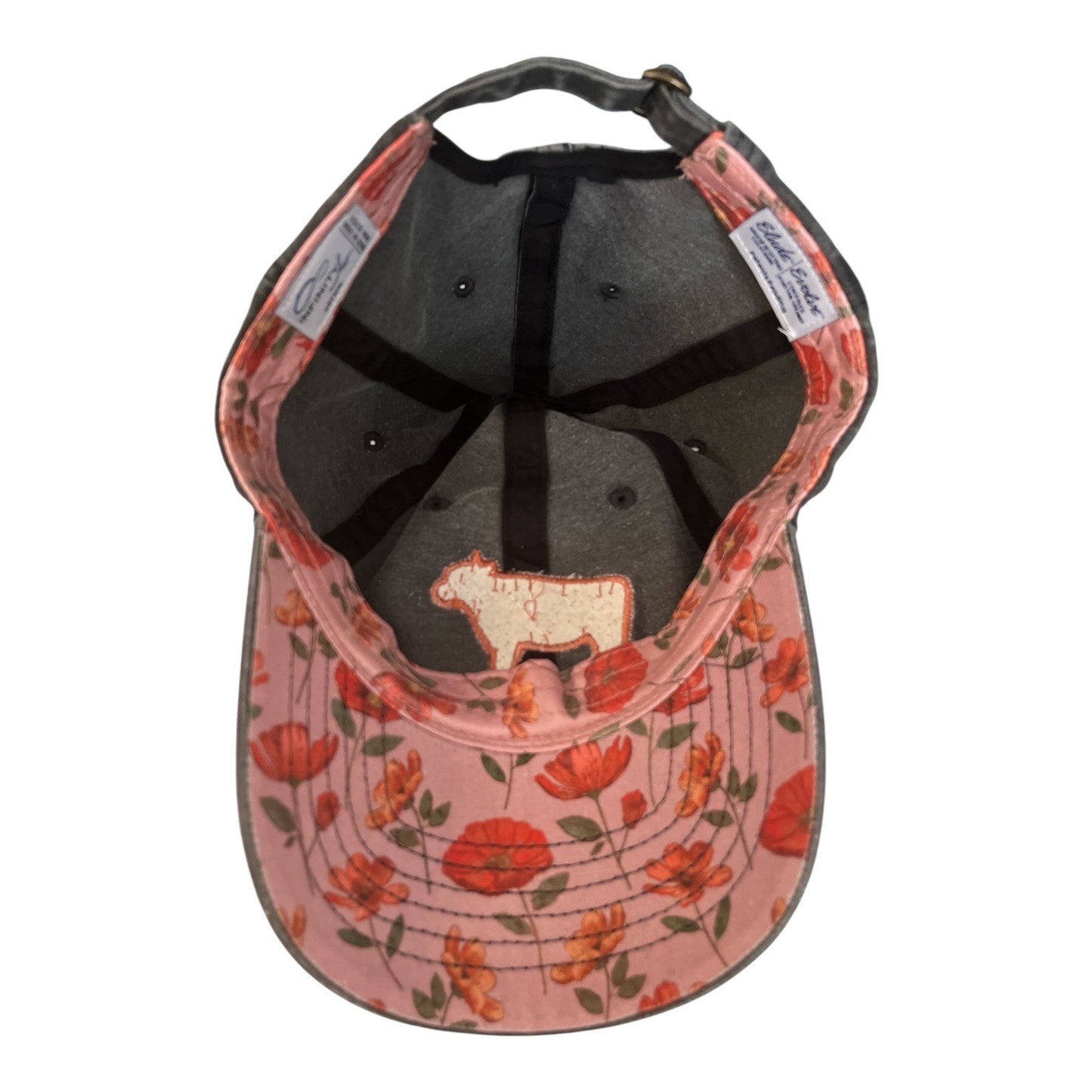 Infinity Her Floral Cow Patch Cowgirl Baseball Cap Washed Black