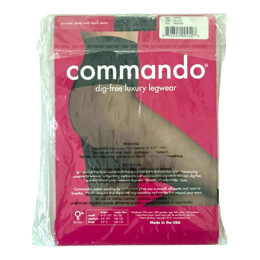 Commando 18 Denier Sheer Black Tights M | Dig-Free Waistband Legwear H10T2 | Made in USA