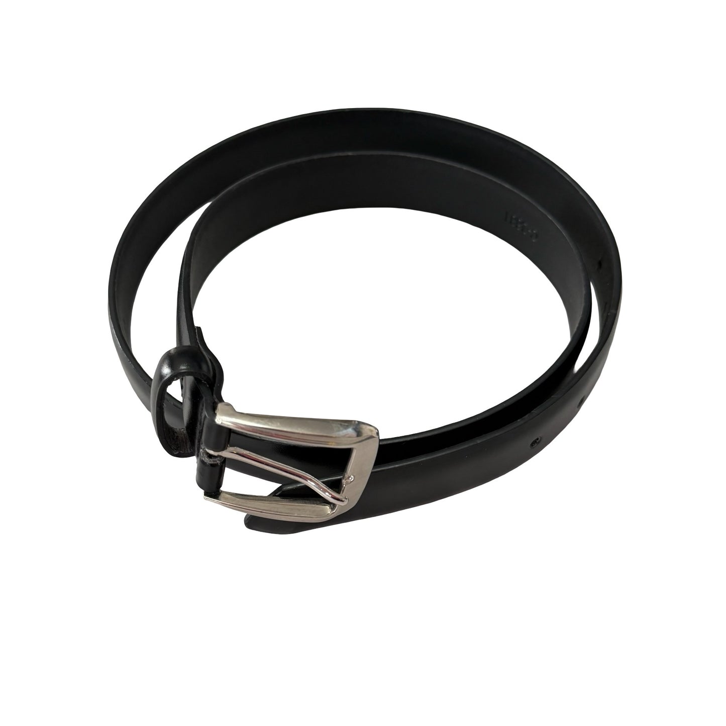 Beverly Hills Polo Club Black Bonded Leather Belt Size 38 Silver Buckle