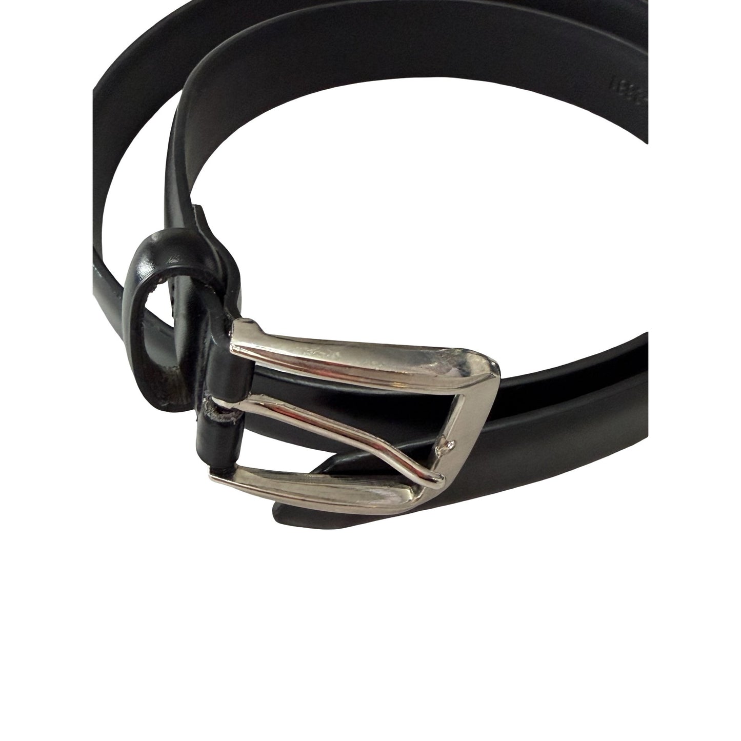Beverly Hills Polo Club Black Bonded Leather Belt Size 38 Silver Buckle
