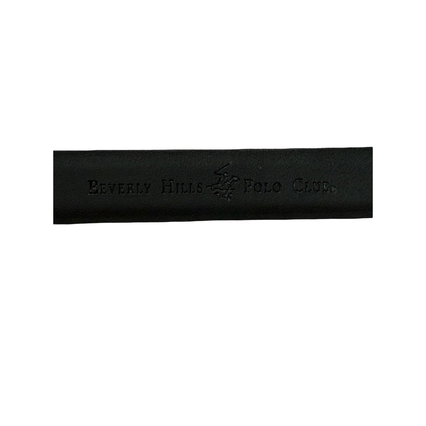 Beverly Hills Polo Club Black Bonded Leather Belt Size 38 Silver Buckle