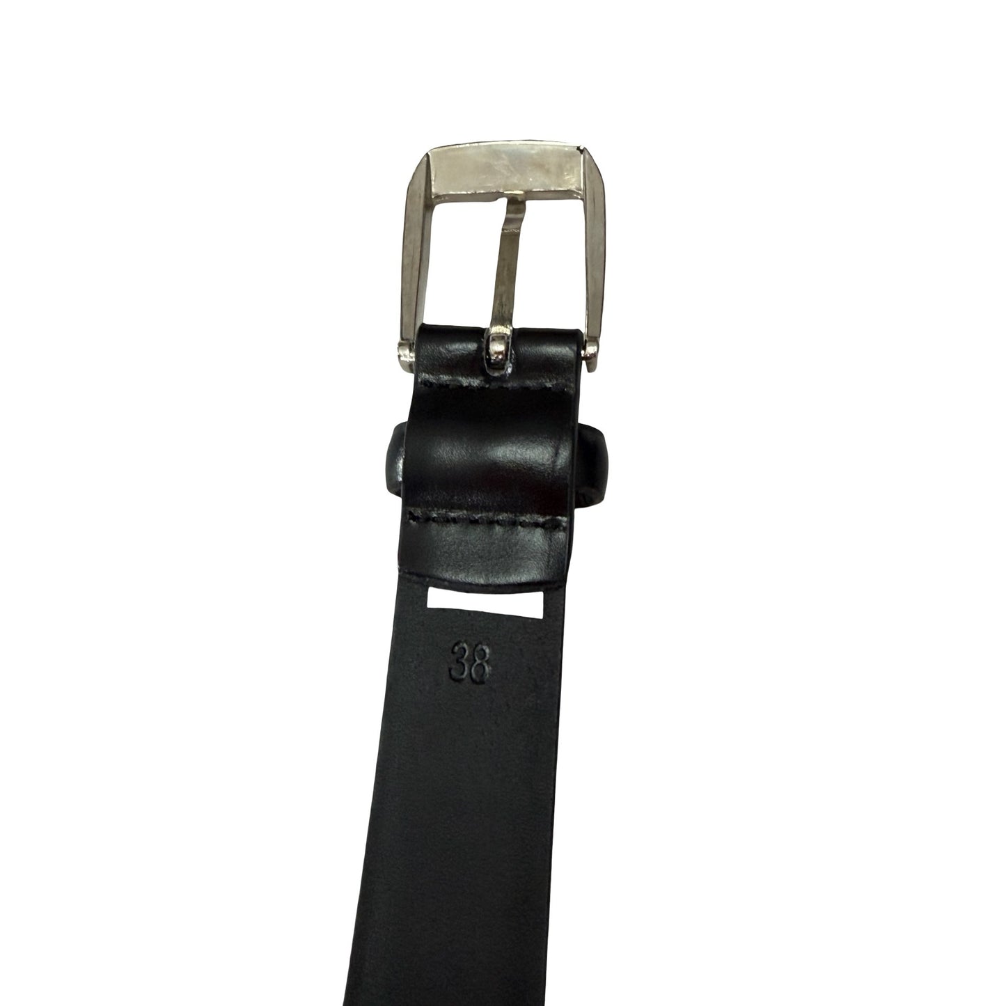 Beverly Hills Polo Club Black Bonded Leather Belt Size 38 Silver Buckle