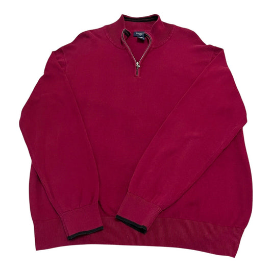 Dockers Men’s XL Quarter Zip Sweater Red Cotton Blend Pullover Casual Knit Y2K
