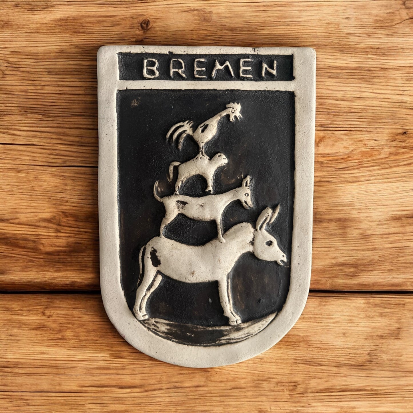 Vintage Bremen Germany Plaque – Town Musicians of Bremen Ceramic Wall Hanging