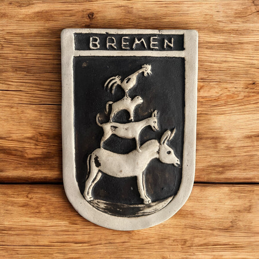 Vintage Bremen Germany Plaque – Town Musicians of Bremen Ceramic Wall Hanging