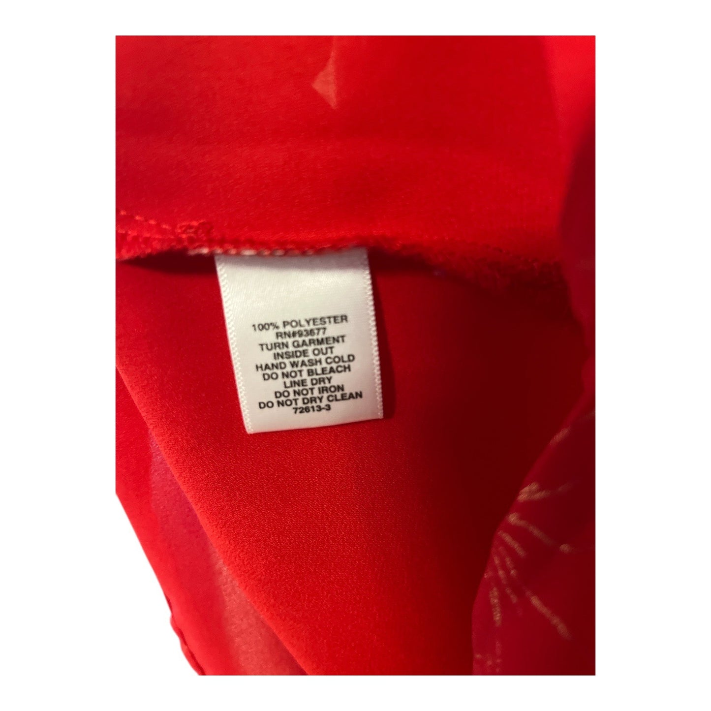 Liz Claiborne Red Blouse – Gold Floral Print, Rhinestone Trim – Size XL – Holiday Top – 2010s