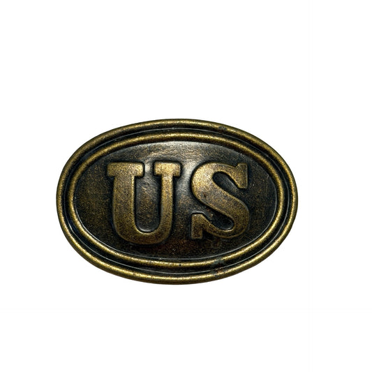 Civil War Style US Oval Belt Plate Reproduction Brass Tone Missing Rear Bar