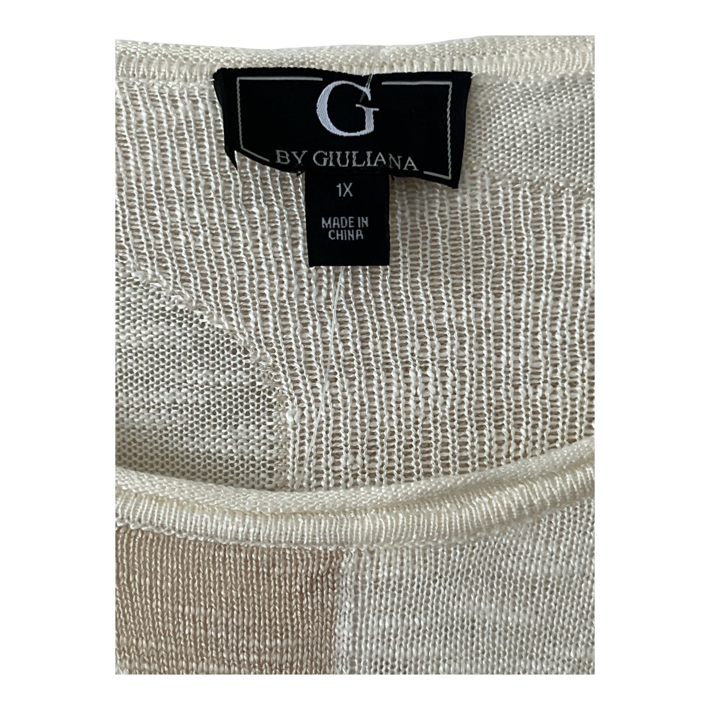 G by Giuliana Lightweight Camo Sweater Top 1X Ivory Beige Rayon Knit NWT READ