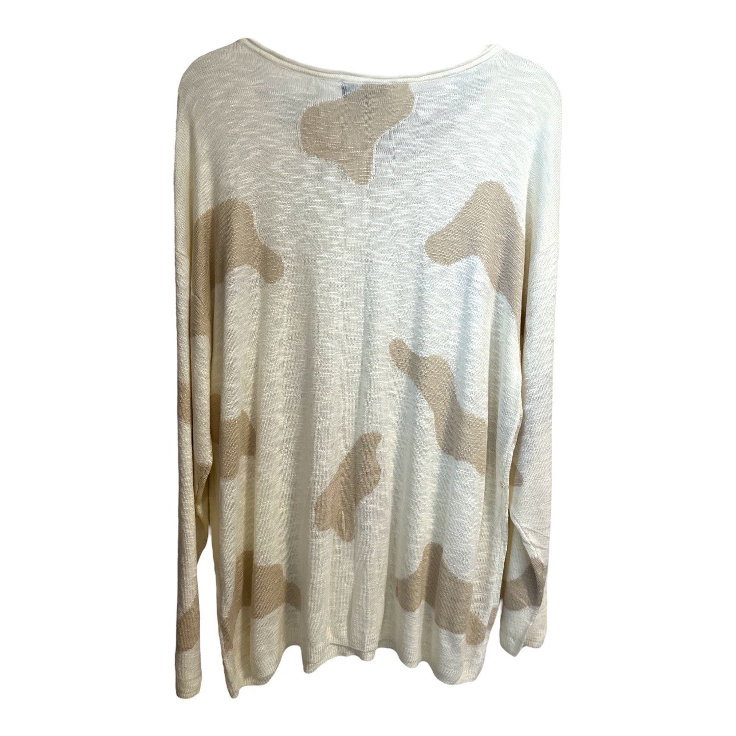 G by Giuliana Lightweight Camo Sweater Top 1X Ivory Beige Rayon Knit NWT READ