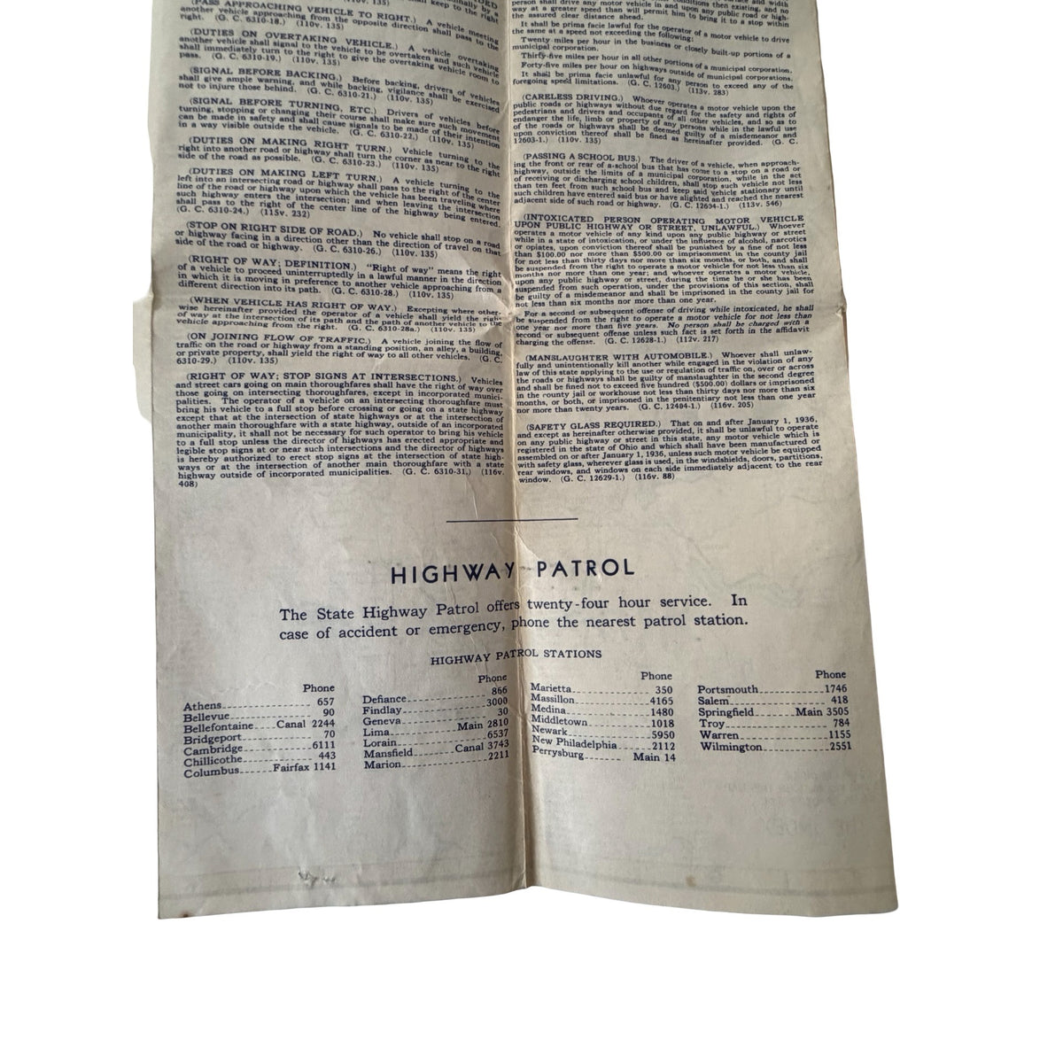 1936 Official Ohio Highway Map Art Deco Automobile Road Map Highway Signs