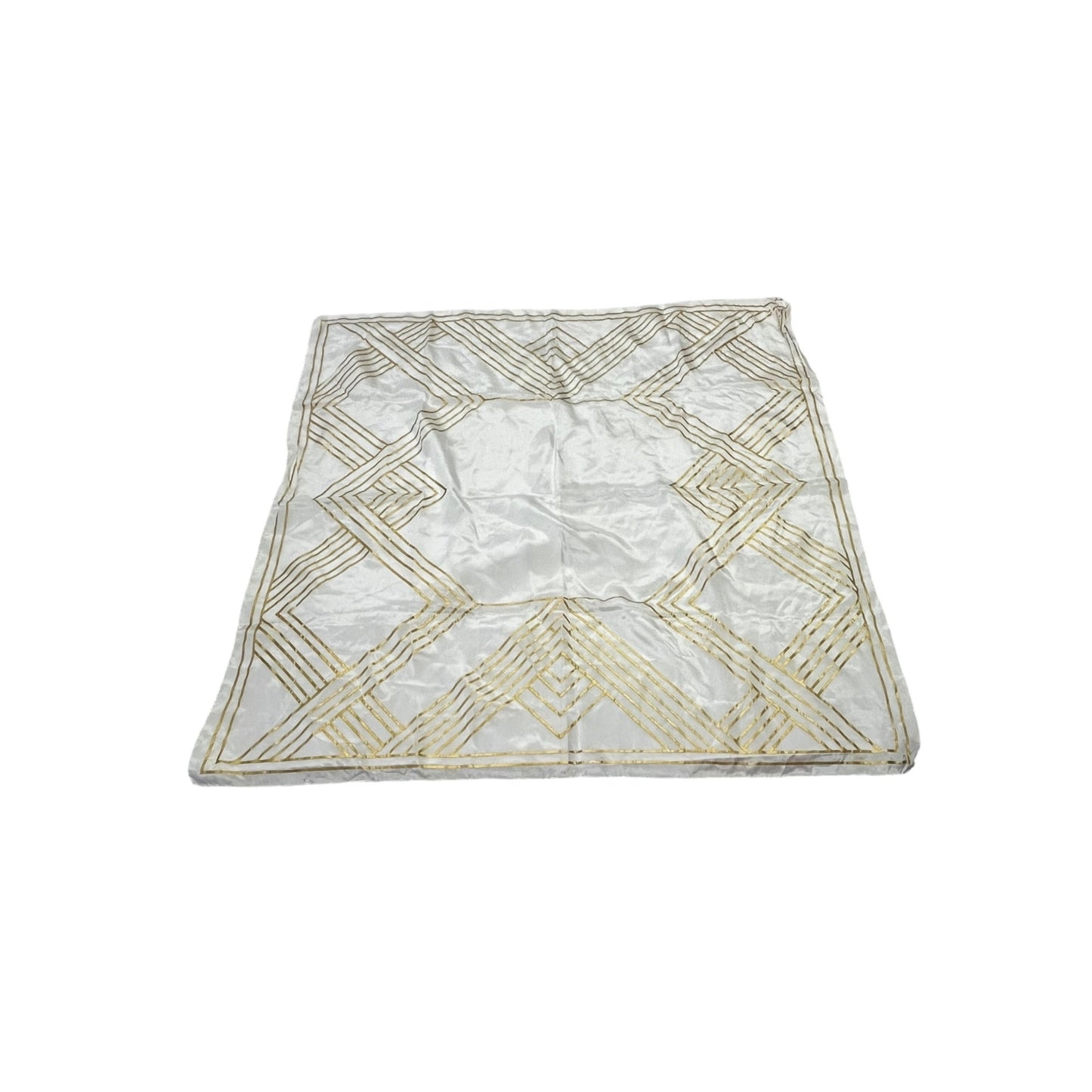 Oscar De La Renta Silk Scarf White Gold Geometric 30 Inch