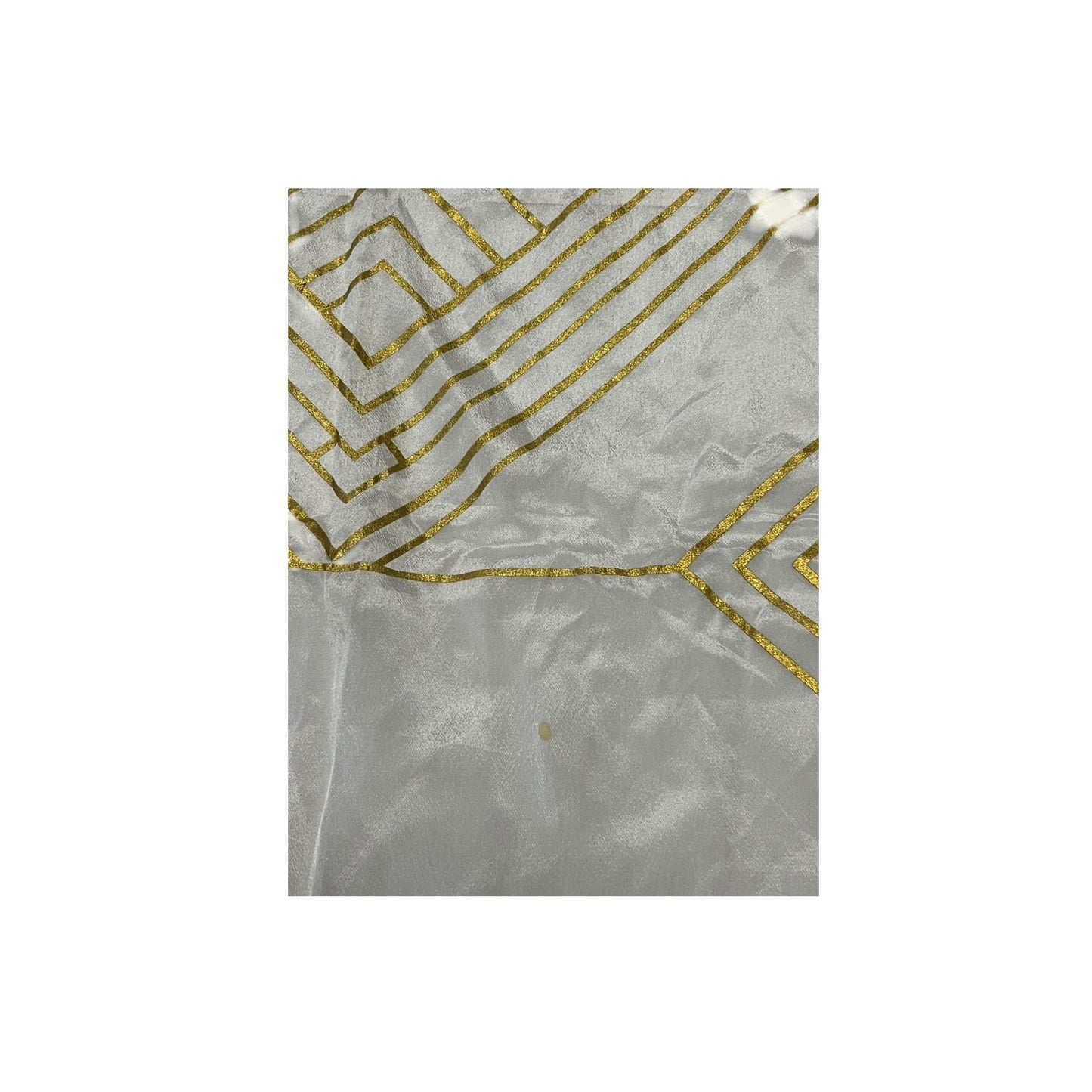 Oscar De La Renta Silk Scarf White Gold Geometric 30 Inch