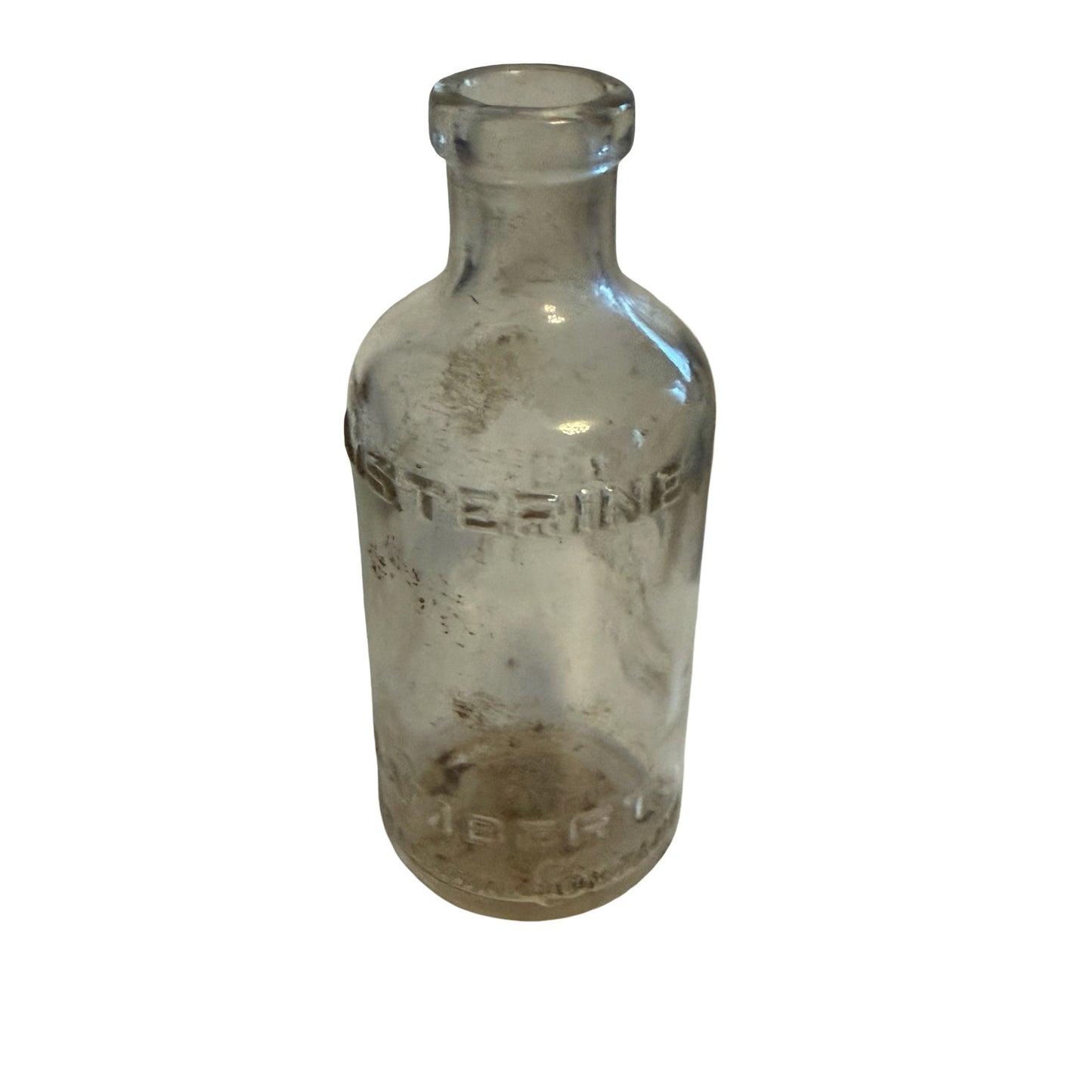 Antique Listerine Lambert Pharmacal Company Embossed Glass Bottle Medicine Apothecary