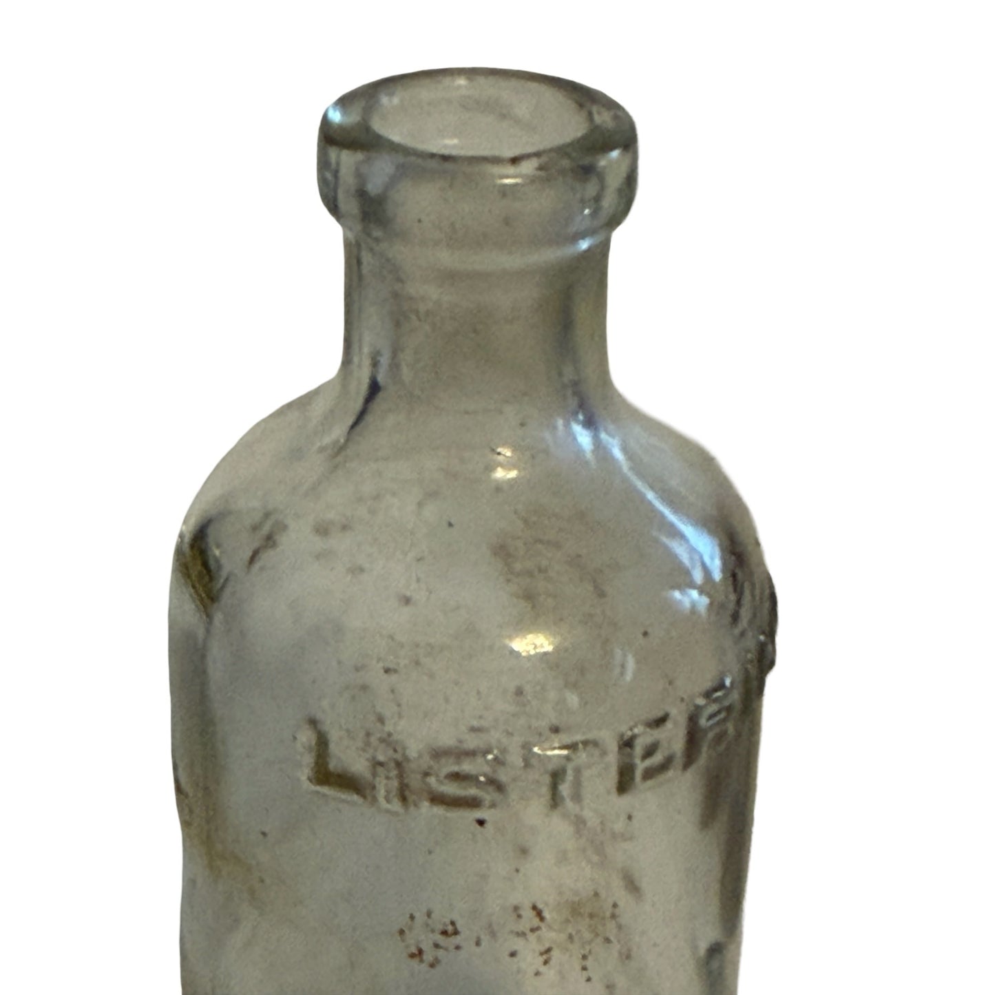 Antique Listerine Lambert Pharmacal Company Embossed Glass Bottle Medicine Apothecary