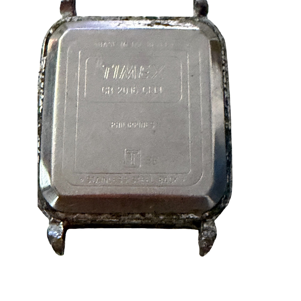 Vintage Timex Rectangular Quartz Watch Face Date Silver Tone Parts Repair