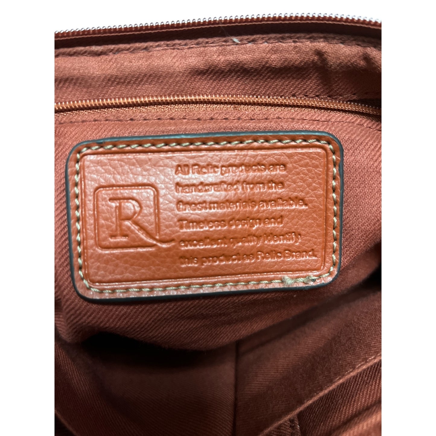 Relic Burnt Orange Faux Leather Shoulder Bag Zip Top Small Hobo Purse