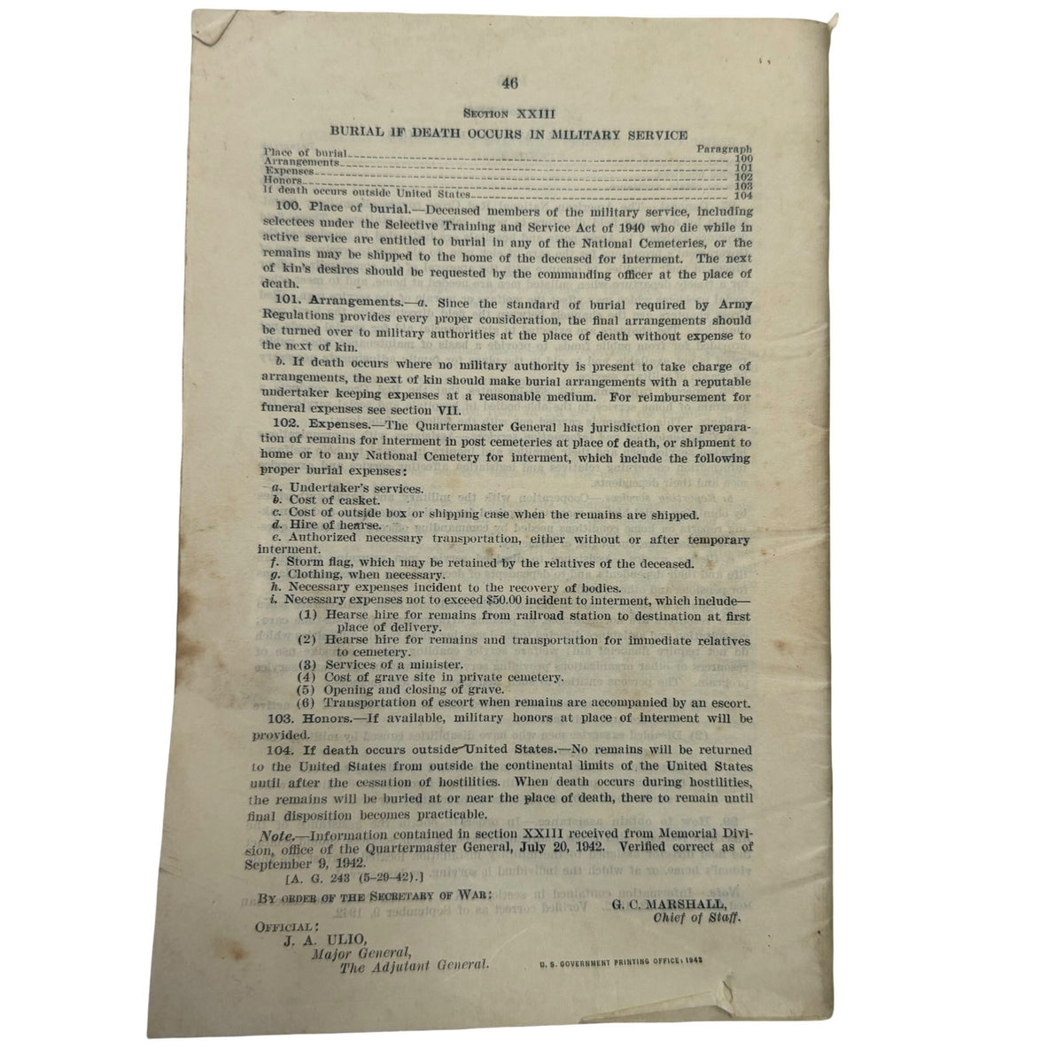 1942 WWII War Department Personal Affairs Military Personnel Dependents Army Manual