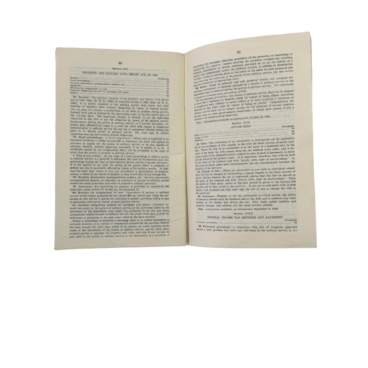 1942 WWII War Department Personal Affairs Military Personnel Dependents Army Manual