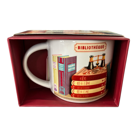 Cavallini & Co Library Vintage Mug Bibliotheque Books Coffee Tea Cup With Box